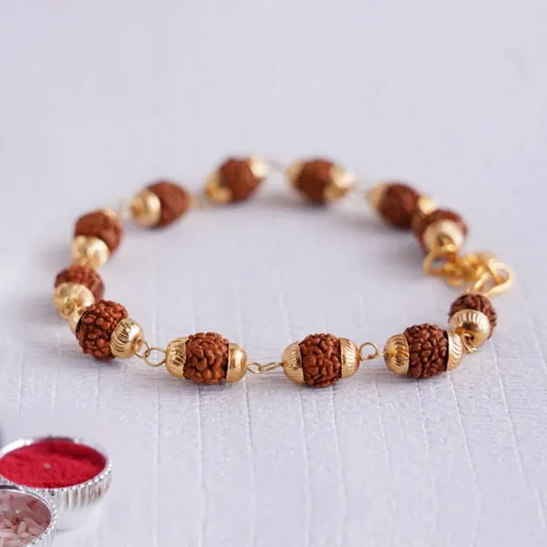 Gold Plated Modern Rudraksha Bracelet