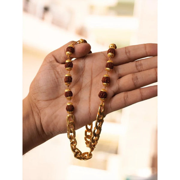 Gold Plated Rudraksha Chain Necklace