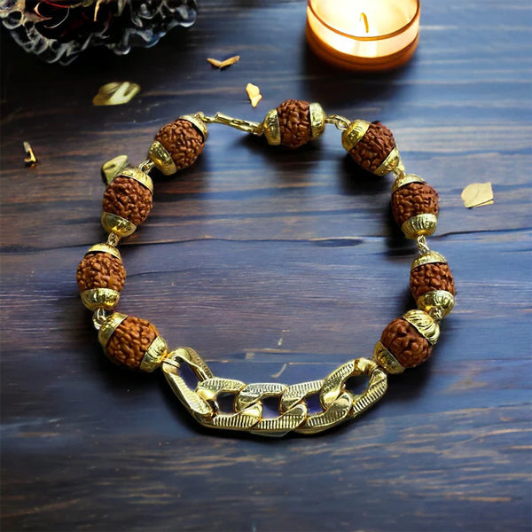 Gold-Plated Rudraksha Chain Bracelet