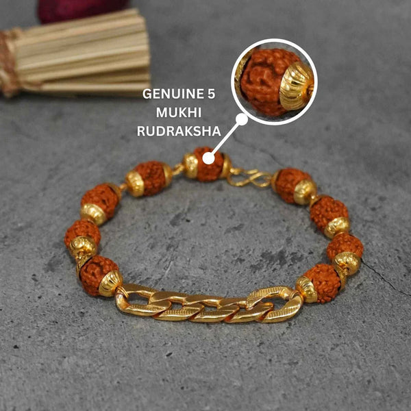 Gold-Plated Rudraksha Chain Bracelet