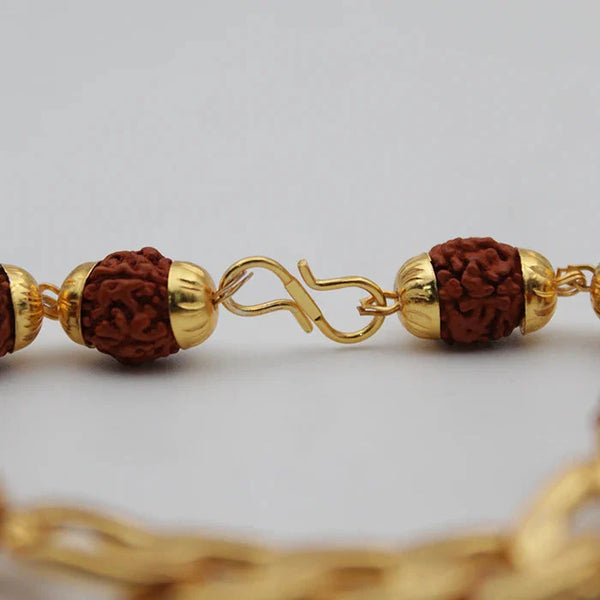Gold-Plated Rudraksha Chain Bracelet
