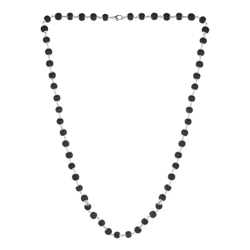 Silver Plated Eternal Karungali Mala - Natural Ebony Wood (Govt. Certified)