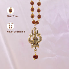 Gold Plated Rudraksha Shiva Trishool Necklace