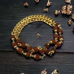 Gold Plated Rudraksha Chain Necklace