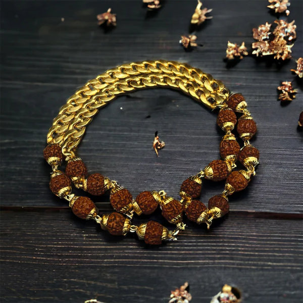 Gold Plated Rudraksha Chain Necklace
