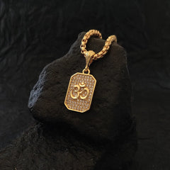 Devamm Premium Om Diamond Pendant and Chain with Gold Plated