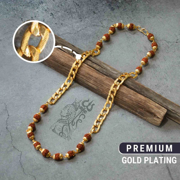Gold Plated Rudraksha Chain Necklace