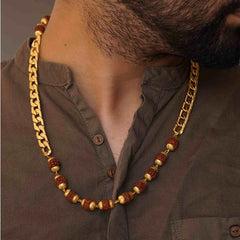 Gold Plated Rudraksha Chain Necklace